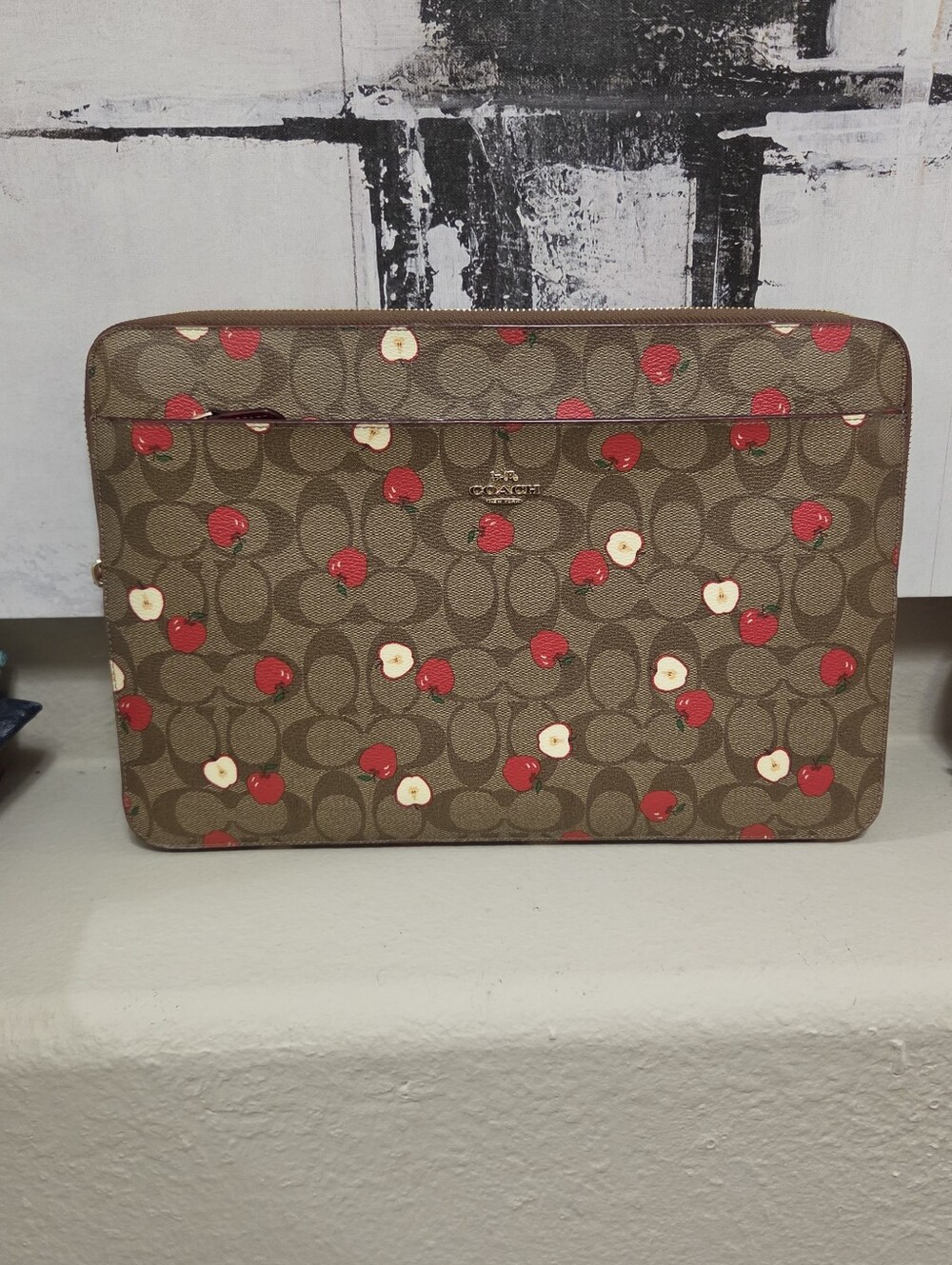Coach Apples Brown Signature Laptop Sleeve Preloved